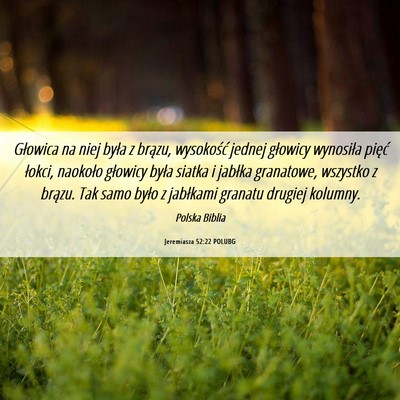 Picture 06 - Jeremiasza 52:22 POLUBG - Głowica na niej była z brązu, wysokość - Bible Verse Picture
