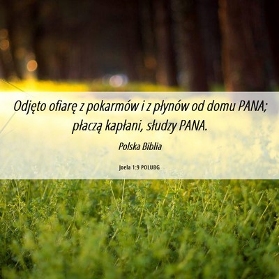 Picture 06 - Joela 1:9 POLUBG - Odjęto ofiarę z pokarmów i z płynów od domu - Bible Verse Picture