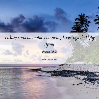 Picture 06 - Joela 2:30 POLUBG - I ukażę cuda na niebie i na ziemi, krew, ogień - Bible Verse Picture