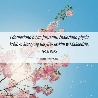 Picture 06 - Jozuego 10:17 POLUBG - I doniesiono o tym Jozuemu: Znaleziono pięciu - Bible Verse Picture