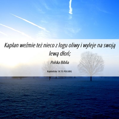 Picture 06 - Kapłańska 14:15 POLUBG - Kapłan weźmie też nieco z logu oliwy i wyleje - Bible Verse Picture
