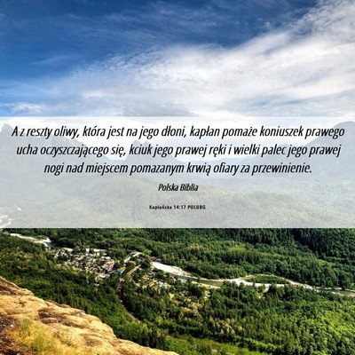 Picture 06 - Kapłańska 14:17 POLUBG - A z reszty oliwy, która jest na jego dłoni, - Bible Verse Picture