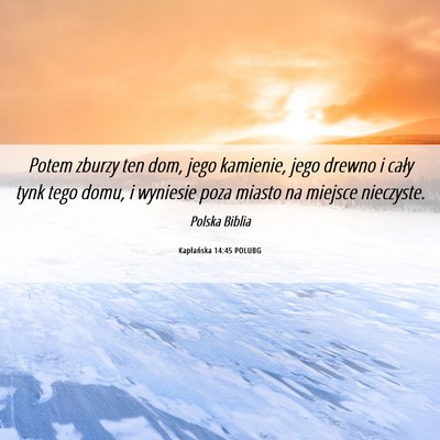 Picture 06 - Kapłańska 14:45 POLUBG - Potem zburzy ten dom, jego kamienie, jego drewno - Bible Verse Picture