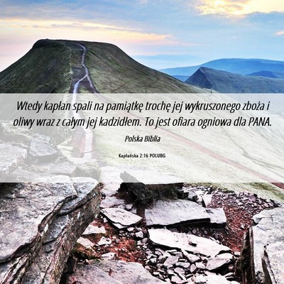 Picture 06 - Kapłańska 2:16 POLUBG - Wtedy kapłan spali na pamiątkę trochę jej - Bible Verse Picture
