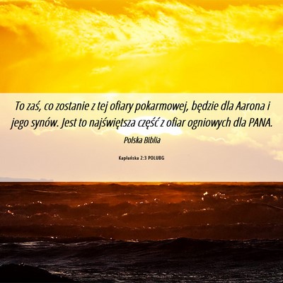 Picture 06 - Kapłańska 2:3 POLUBG - To zaś, co zostanie z tej ofiary pokarmowej, - Bible Verse Picture
