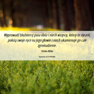 Picture 06 - Kapłańska 24:14 POLUBG - Wyprowadź bluźniercę poza obóz i niech - Bible Verse Picture