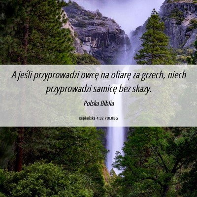 Picture 06 - Kapłańska 4:32 POLUBG - A jeśli przyprowadzi owcę na ofiarę za grzech, - Bible Verse Picture