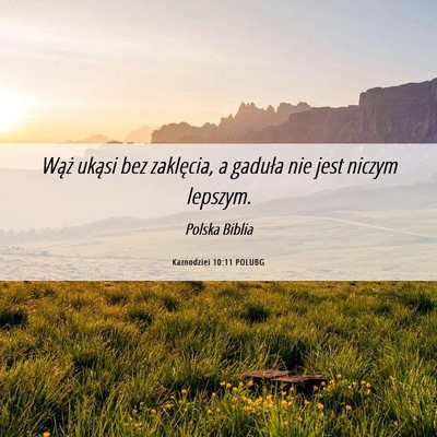 Picture 06 - Kaznodziei 10:11 POLUBG - Wąż ukąsi bez zaklęcia, a gaduła nie jest - Bible Verse Picture