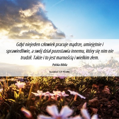 Picture 06 - Kaznodziei 2:21 POLUBG - Gdyż niejeden człowiek pracuje mądrze, - Bible Verse Picture