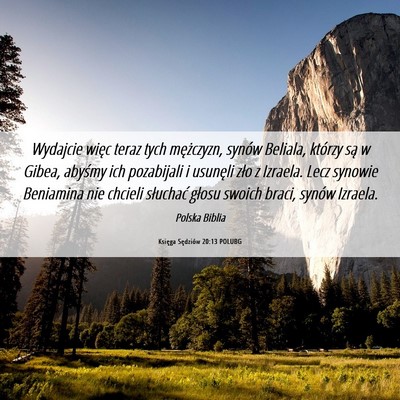 Picture 06 - Księga Sędziów 20:13 POLUBG - Wydajcie więc teraz tych mężczyzn, synów - Bible Verse Picture