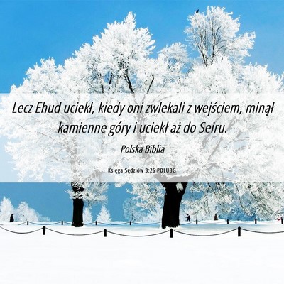 Picture 06 - Księga Sędziów 3:26 POLUBG - Lecz Ehud uciekł, kiedy oni zwlekali z - Bible Verse Picture
