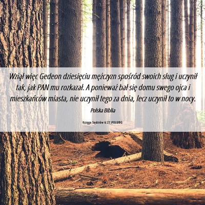 Picture 06 - Księga Sędziów 6:27 POLUBG - Wziął więc Gedeon dziesięciu mężczyzn - Bible Verse Picture