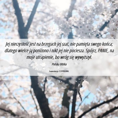 Picture 06 - Lamentacje 1:9 POLUBG - Jej nieczystość jest na brzegach jej szat, nie - Bible Verse Picture