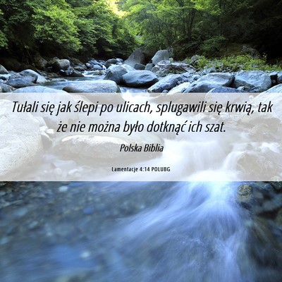 Picture 06 - Lamentacje 4:14 POLUBG - Tułali się jak ślepi po ulicach, splugawili - Bible Verse Picture