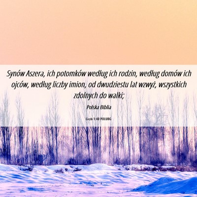 Picture 06 - Liczb 1:40 POLUBG - Synów Aszera, ich potomków według ich rodzin, - Bible Verse Picture