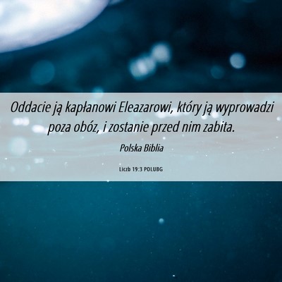 Picture 06 - Liczb 19:3 POLUBG - Oddacie ją kapłanowi Eleazarowi, który ją - Bible Verse Picture