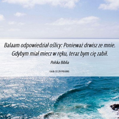 Picture 06 - Liczb 22:29 POLUBG - Balaam odpowiedział oślicy: Ponieważ drwisz ze - Bible Verse Picture