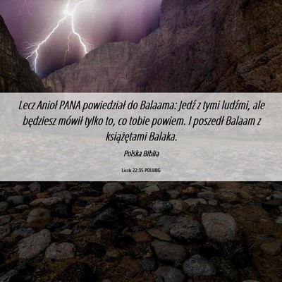 Picture 06 - Liczb 22:35 POLUBG - Lecz Anioł PANA powiedział do Balaama: Jedź z - Bible Verse Picture