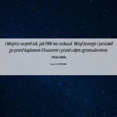Picture 06 - Liczb 27:22 POLUBG - I Mojżesz uczynił tak, jak PAN mu rozkazał. - Bible Verse Picture