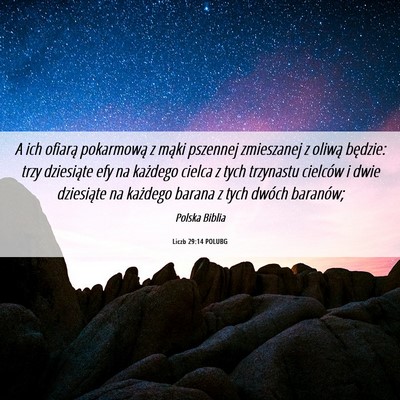 Picture 06 - Liczb 29:14 POLUBG - A ich ofiarą pokarmową z mąki pszennej - Bible Verse Picture