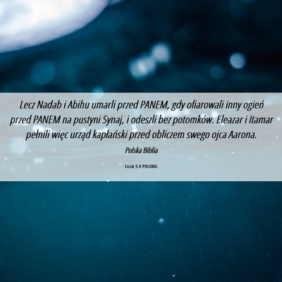 Picture 06 - Liczb 3:4 POLUBG - Lecz Nadab i Abihu umarli przed PANEM, gdy - Bible Verse Picture