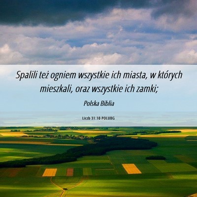 Picture 06 - Liczb 31:10 POLUBG - Spalili też ogniem wszystkie ich miasta, w - Bible Verse Picture