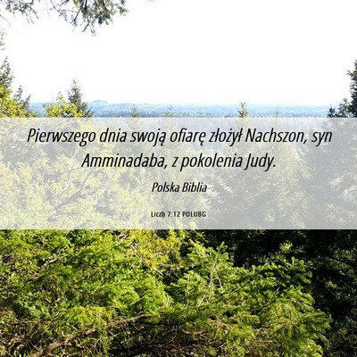 Picture 06 - Liczb 7:12 POLUBG - Pierwszego dnia swoją ofiarę złożył - Bible Verse Picture