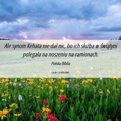 Picture 06 - Liczb 7:9 POLUBG - Ale synom Kehata nie dał nic, bo ich służba w - Bible Verse Picture