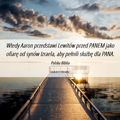 Picture 06 - Liczb 8:11 POLUBG - Wtedy Aaron przedstawi Lewitów przed PANEM jako - Bible Verse Picture