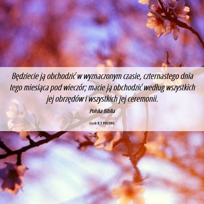 Picture 06 - Liczb 9:3 POLUBG - Będziecie ją obchodzić w wyznaczonym czasie, - Bible Verse Picture