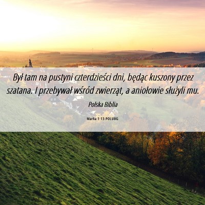 Picture 06 - Marka 1:13 POLUBG - Był tam na pustyni czterdzieści dni, będąc - Bible Verse Picture