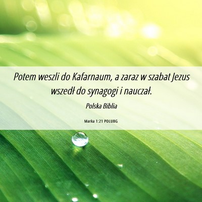 Picture 06 - Marka 1:21 POLUBG - Potem weszli do Kafarnaum, a zaraz w szabat Jezus - Bible Verse Picture