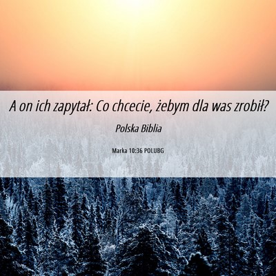Picture 06 - Marka 10:36 POLUBG - A on ich zapytał: Co chcecie, żebym dla was - Bible Verse Picture