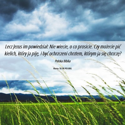 Picture 06 - Marka 10:38 POLUBG - Lecz Jezus im powiedział: Nie wiecie, o co - Bible Verse Picture