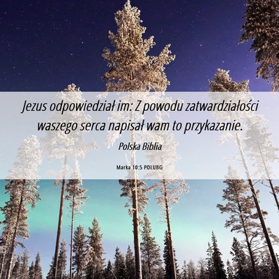 Picture 06 - Marka 10:5 POLUBG - Jezus odpowiedział im: Z powodu - Bible Verse Picture