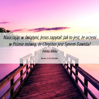 Picture 06 - Marka 12:35 POLUBG - Nauczając w świątyni, Jezus zapytał: Jak to - Bible Verse Picture