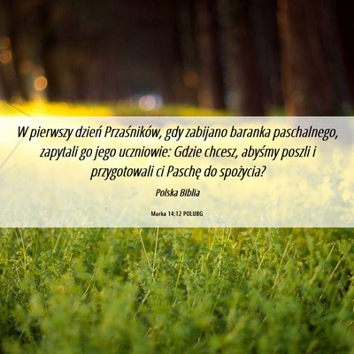 Picture 06 - Marka 14:12 POLUBG - W pierwszy dzień Przaśników, gdy zabijano - Bible Verse Picture