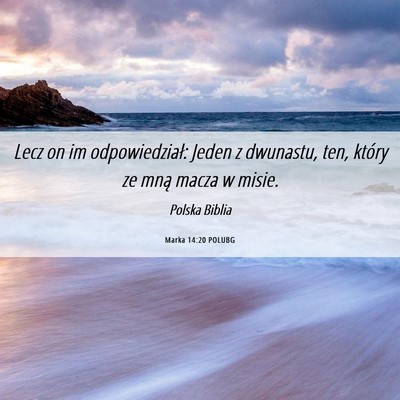 Picture 06 - Marka 14:20 POLUBG - Lecz on im odpowiedział: Jeden z dwunastu, ten, - Bible Verse Picture