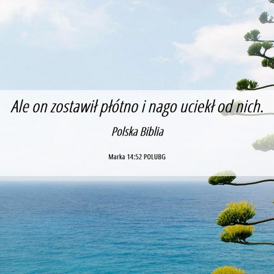 Picture 06 - Marka 14:52 POLUBG - Ale on zostawił płótno i nago uciekł od - Bible Verse Picture