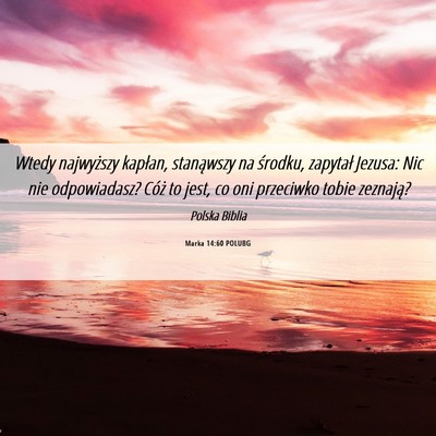 Picture 06 - Marka 14:60 POLUBG - Wtedy najwyższy kapłan, stanąwszy na środku, - Bible Verse Picture