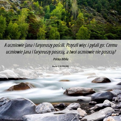 Picture 06 - Marka 2:18 POLUBG - A uczniowie Jana i faryzeuszy pościli. Przyszli - Bible Verse Picture