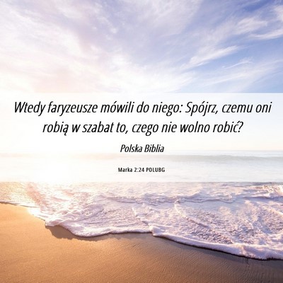 Picture 06 - Marka 2:24 POLUBG - Wtedy faryzeusze mówili do niego: Spójrz, czemu - Bible Verse Picture