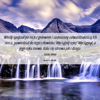 Picture 06 - Marka 3:5 POLUBG - Wtedy spojrzał po nich z gniewem i zasmucony - Bible Verse Picture