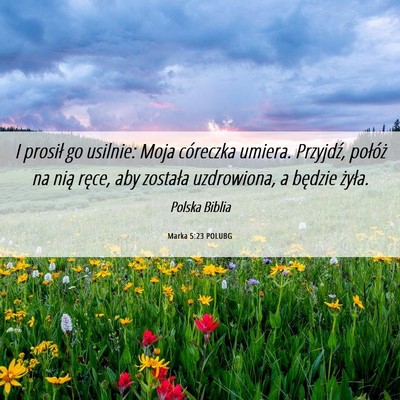 Picture 06 - Marka 5:23 POLUBG - I prosił go usilnie: Moja córeczka umiera. - Bible Verse Picture