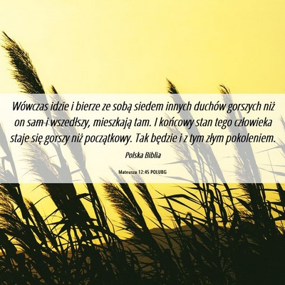 Picture 06 - Mateusza 12:45 POLUBG - Wówczas idzie i bierze ze sobą siedem innych - Bible Verse Picture
