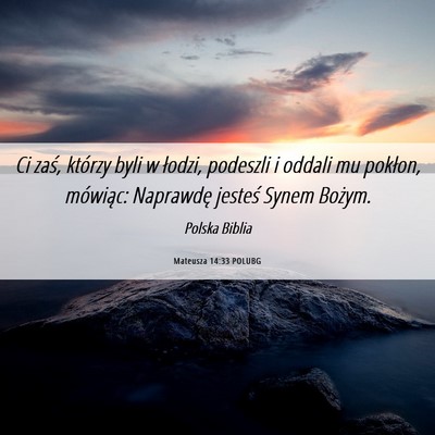 Picture 06 - Mateusza 14:33 POLUBG - Ci zaś, którzy byli w łodzi, podeszli i oddali - Bible Verse Picture