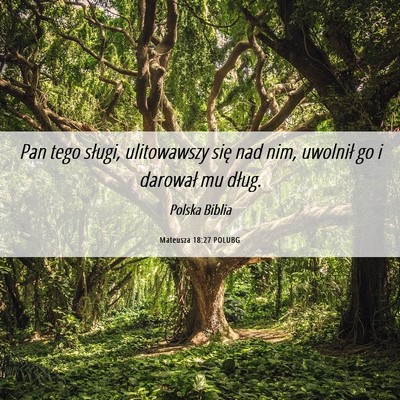 Picture 06 - Mateusza 18:27 POLUBG - Pan tego sługi, ulitowawszy się nad nim, - Bible Verse Picture