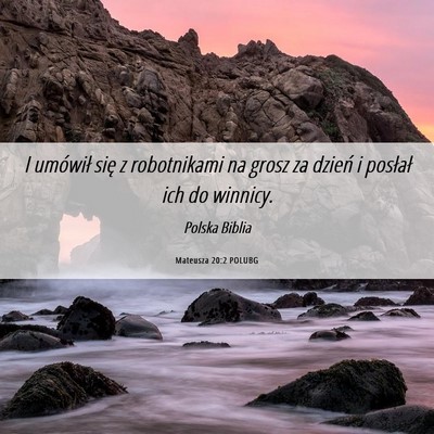 Picture 06 - Mateusza 20:2 POLUBG - I umówił się z robotnikami na grosz za dzień - Bible Verse Picture