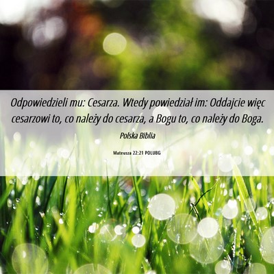 Picture 06 - Mateusza 22:21 POLUBG - Odpowiedzieli mu: Cesarza. Wtedy powiedział im: - Bible Verse Picture