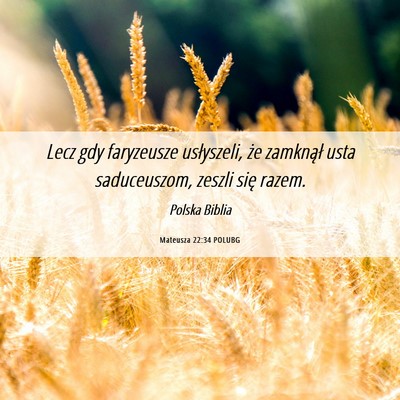 Picture 06 - Mateusza 22:34 POLUBG - Lecz gdy faryzeusze usłyszeli, że zamknął - Bible Verse Picture
